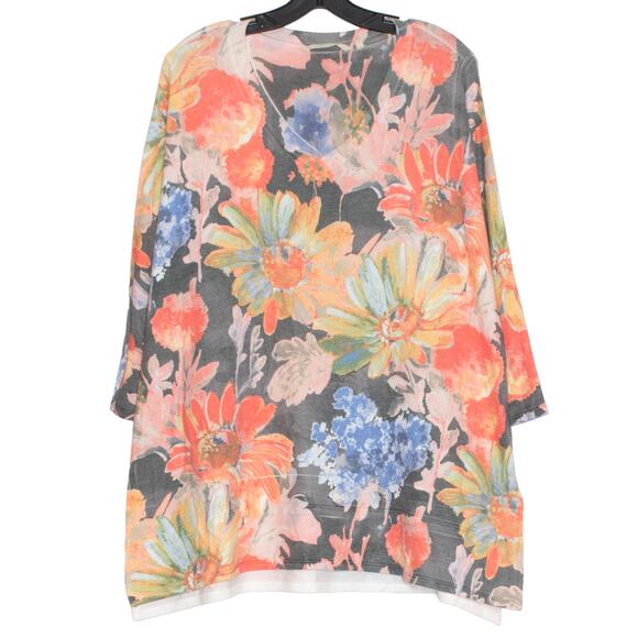 Soft Surroundings Tunic Top 3/4 Sleeve Floral Cottage Boho Romantic Artsy Large - Picture 1 of 5